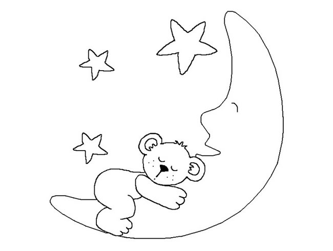 睡在月亮上的小浣熊简笔画图片怎么画