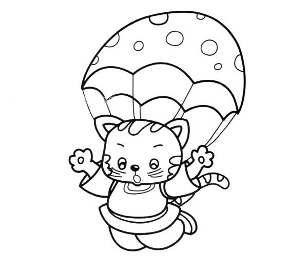 小猫跳伞的简笔画图片 小猫跳伞怎么画