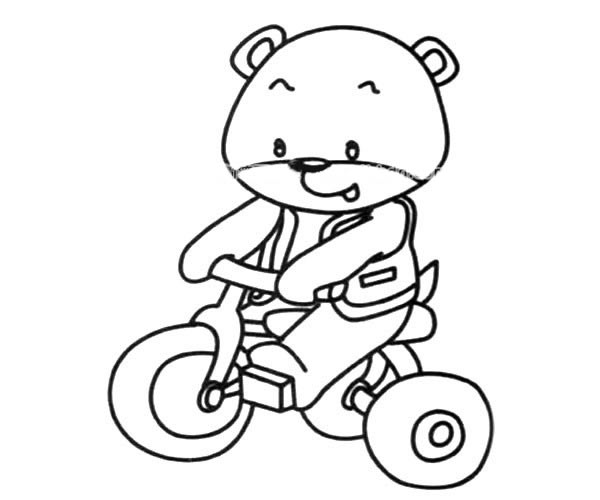 小熊骑自行车简笔画图片 小熊骑自行车怎么画