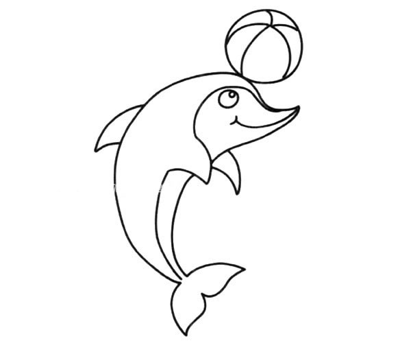 顶篮球的海豚简笔画图片怎么画