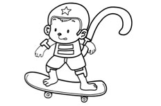 玩滑板的猴子简笔画图片怎么画