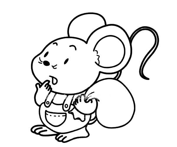 背着包裹的卡通老鼠简笔画图片怎么画