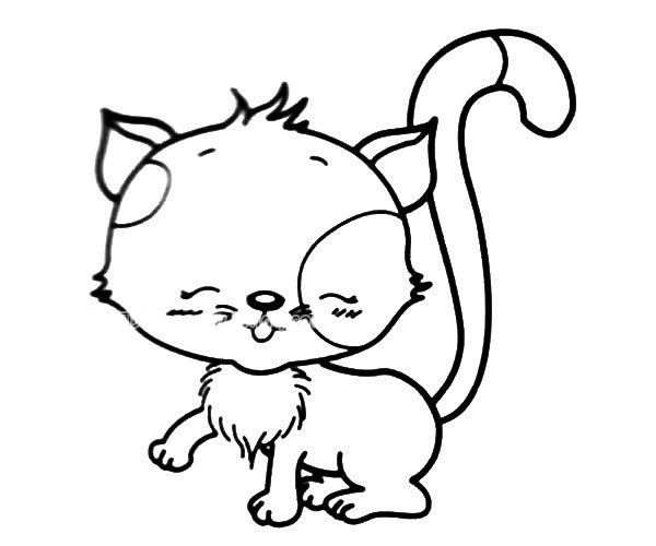 开心的小猫简笔画图片怎么画