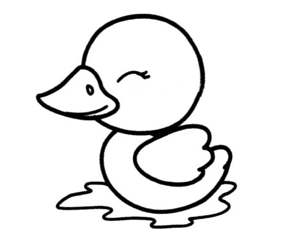 小鸭子游泳简笔画图片 小鸭子怎么画