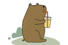 喝饮料的小熊简笔画图片 小熊怎么画