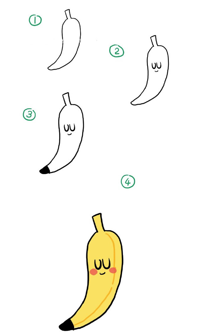 卡通香蕉简笔画图片 香蕉怎么画