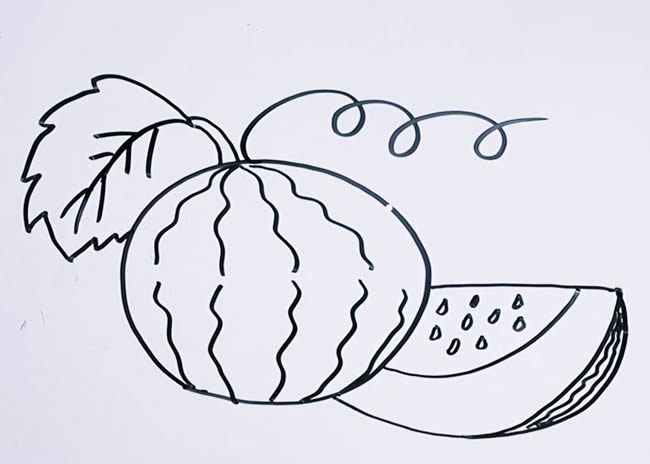 夏天好吃的西瓜简笔画步骤图解