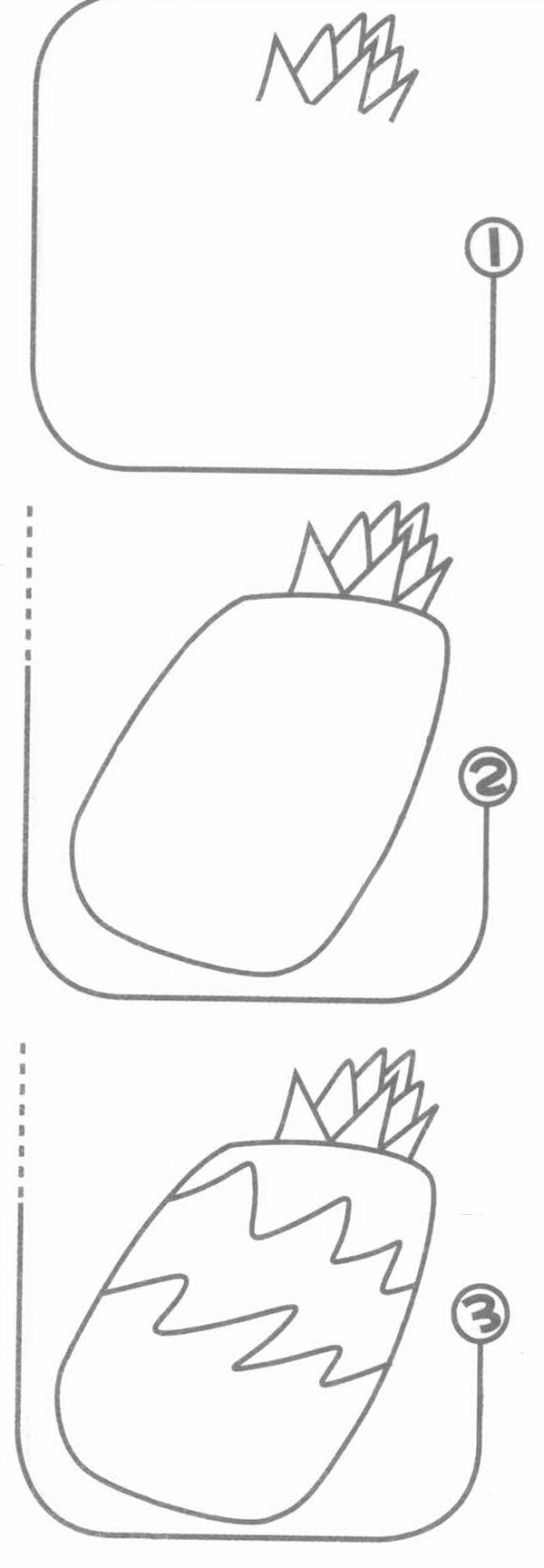 卡通菠萝简笔画图片 卡通菠萝怎么画