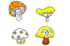 彩色蘑菇卡通形象简笔画图片 彩色蘑菇怎么画