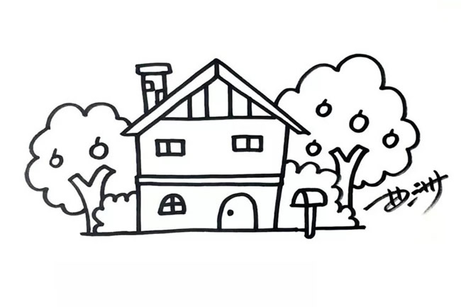 果园里的小房子简笔画图片  彩色小房子怎么画