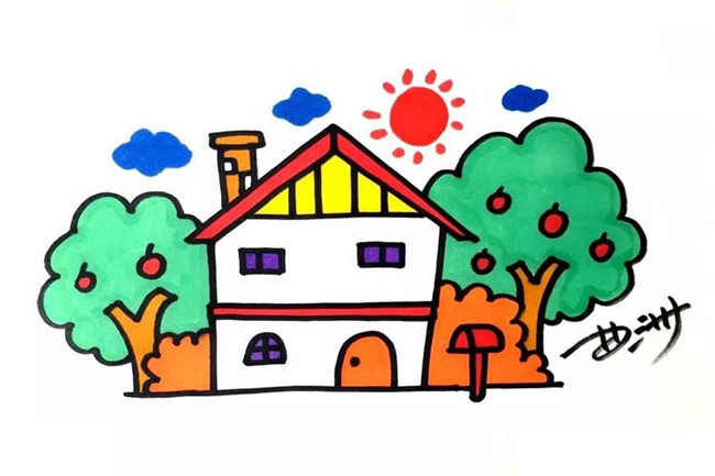 果园里的小房子简笔画图片  彩色小房子怎么画