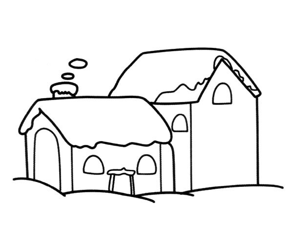 冬季雪中的房屋简笔画怎么画