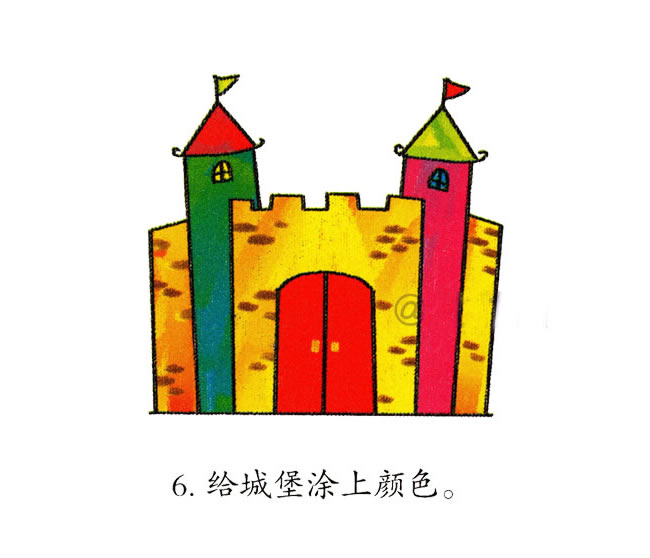 彩色城堡简笔画图片 彩色城堡怎么画