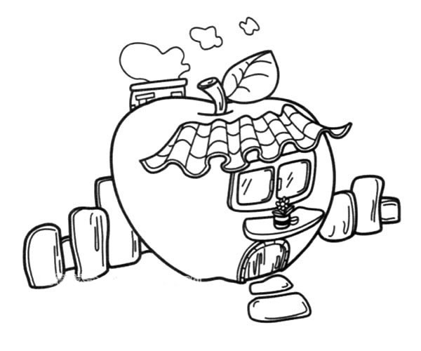 卡通苹果房子简笔画图片 苹果房子怎么画
