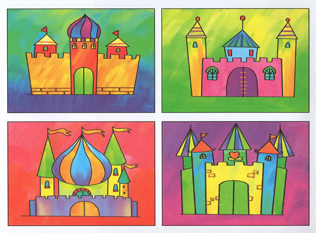 彩色城堡简笔画图片 彩色城堡怎么画