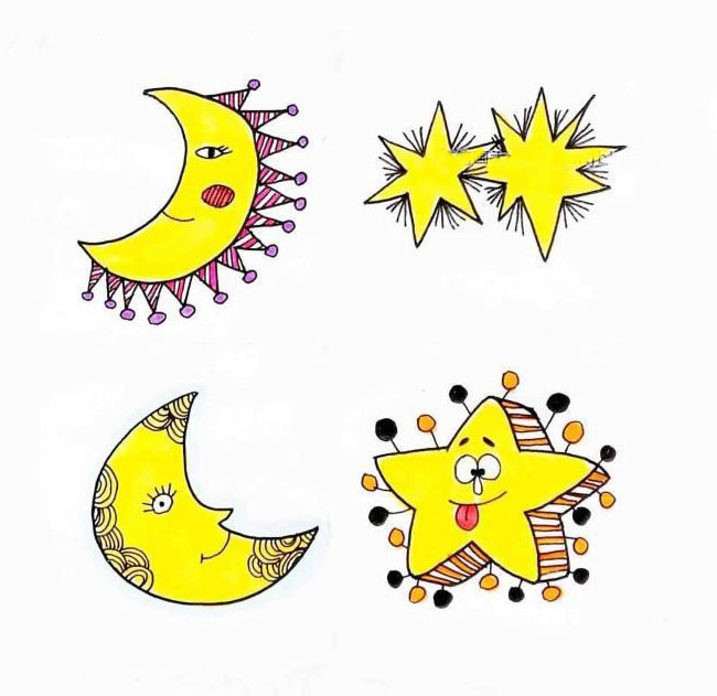 星星和月亮的简笔画图片 星星和月亮怎么画