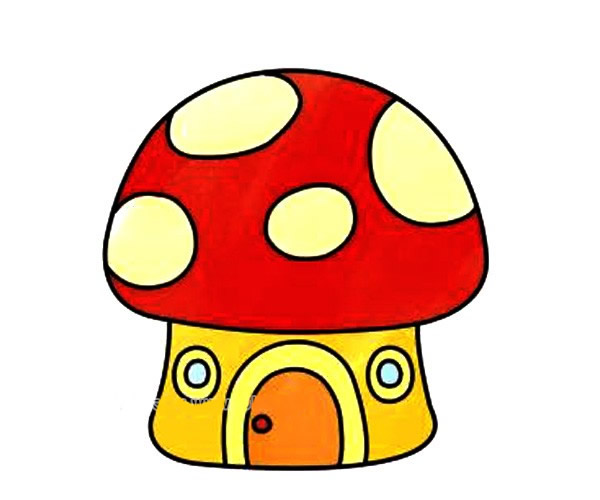彩色的蘑菇屋简笔画图片 怎么画蘑菇屋