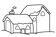 冬季雪中的房屋简笔画怎么画