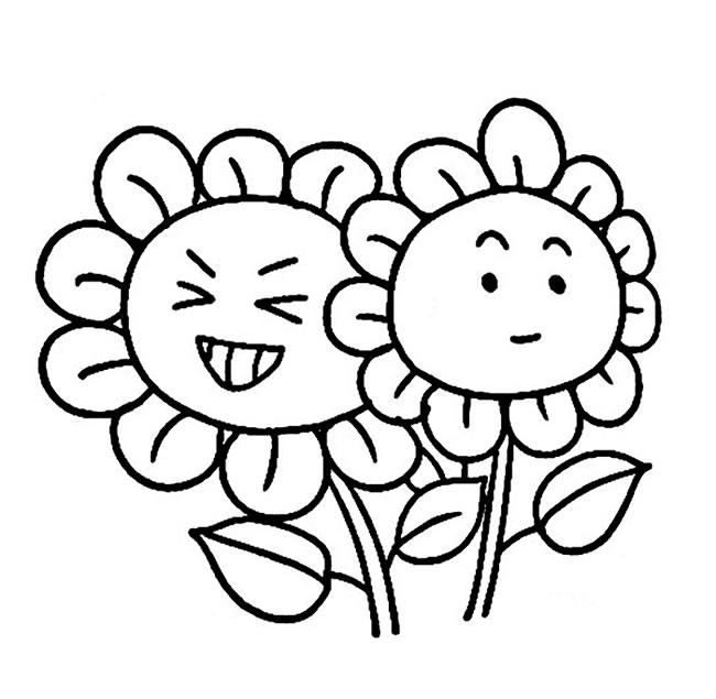 两朵卡通向日葵简笔画图片 向日葵怎么画