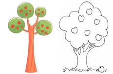 一颗苹果树简笔画彩色图片 苹果树怎么画