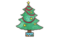 简单漂亮的圣诞树简笔画彩色图片怎么画