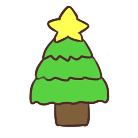 涂颜色的圣诞树简笔画图片怎么画