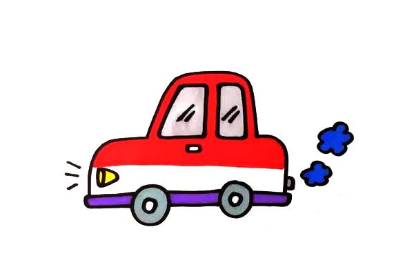 彩色小汽车的简笔画图片 彩色小汽车怎么画