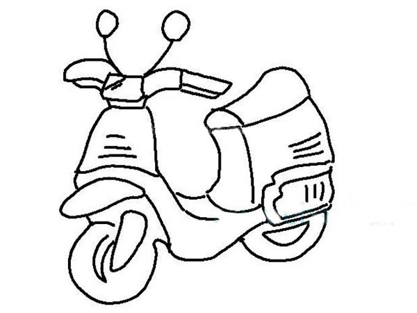 踏板摩托车简笔画图片 踏板摩托车怎么画