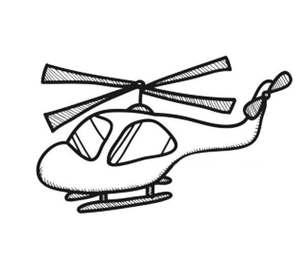 线描直升机简笔画图片怎么画