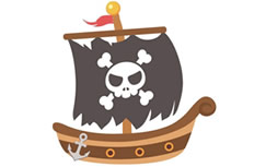 卡通海盗船简笔画彩色图片 海盗船怎么画