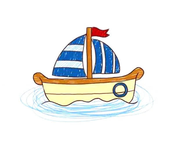 卡通帆船简笔画彩色图片 卡通帆船怎么画