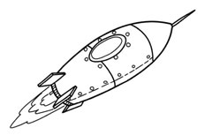 高速飞行的火箭简笔画图片 火箭怎么画