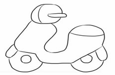 踏板摩托车简笔画图片怎么画