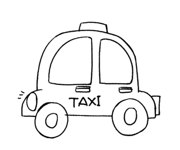 Q版出租车简笔画图片 Q版出租车怎么画