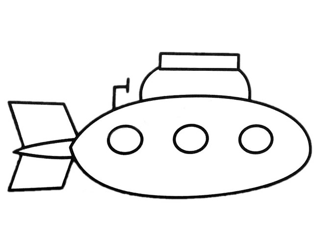 潜艇简笔画彩色图片怎么画