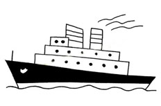 海上行驶的豪华轮船简笔画怎么画