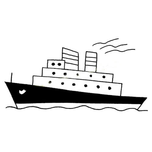 海上行驶的豪华轮船简笔画怎么画