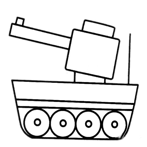 简单的坦克简笔画彩色图片