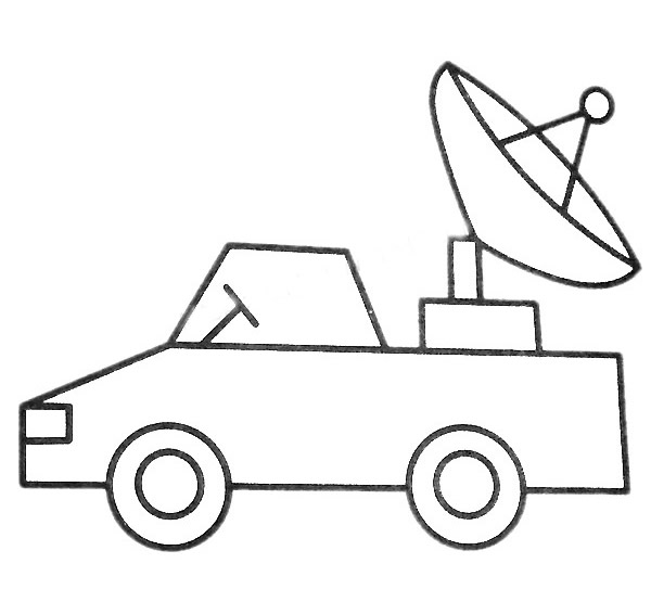 雷达车简笔画彩色图片 雷达车怎么画