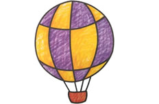 热气球简笔画彩色图片怎么画