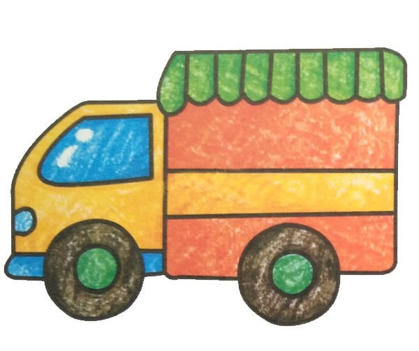 餐车简笔画彩色图片 餐车怎么画