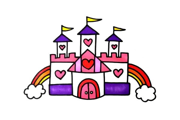 公主城堡简笔画彩色图片 公主城堡怎么画