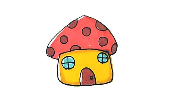 蘑菇屋简笔画彩色图片 蘑菇怎么画