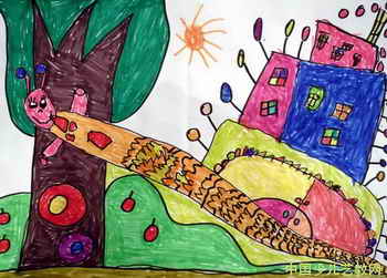 儿童水彩画《蜗牛之家》