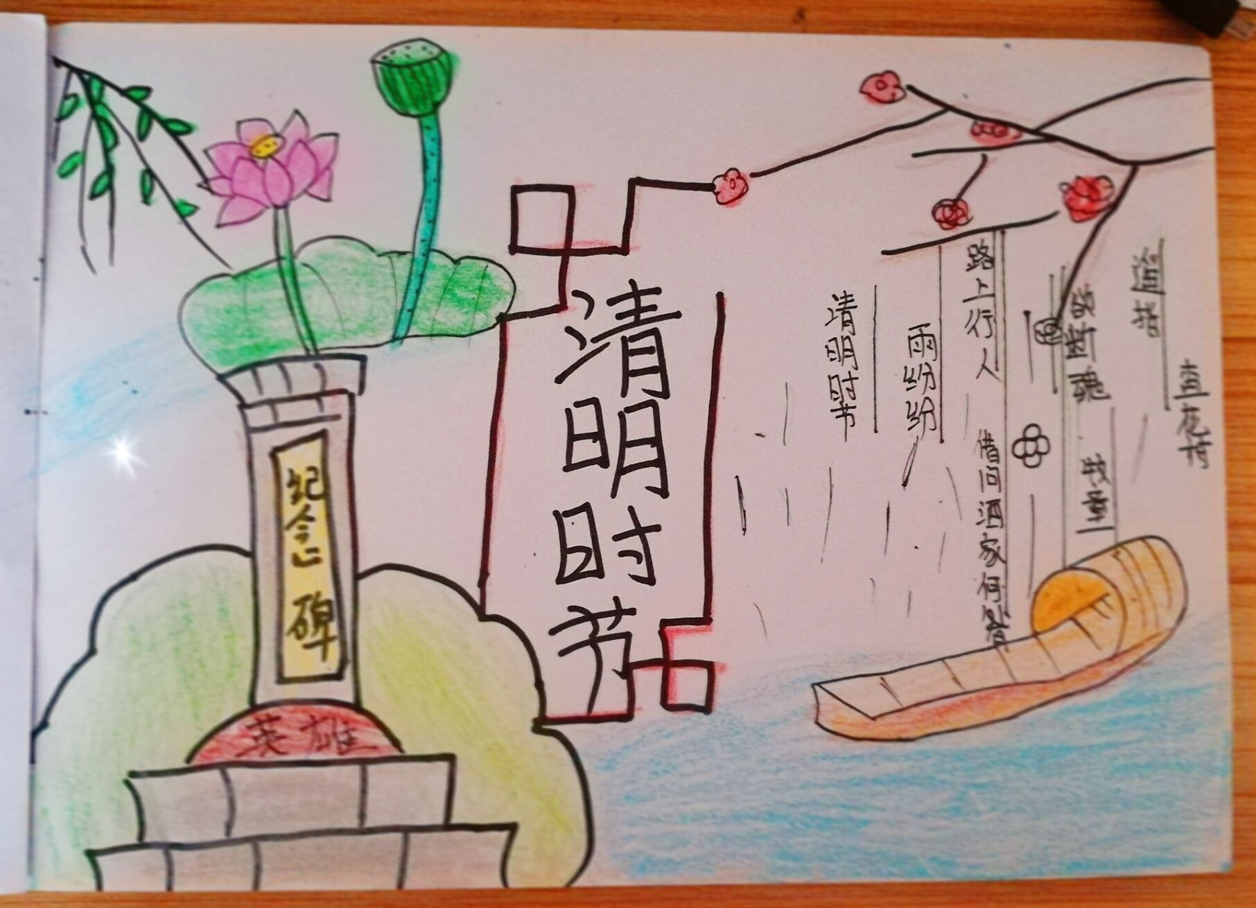 简单漂亮中国风清明节手抄报图片优秀作品- 老师板报网