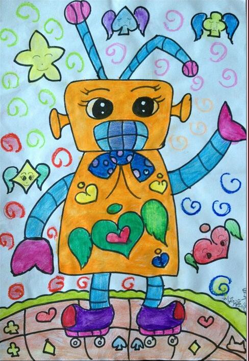 儿童水彩画图片——动漫超能机器人