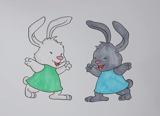 小白兔小灰兔简笔画图片怎么画