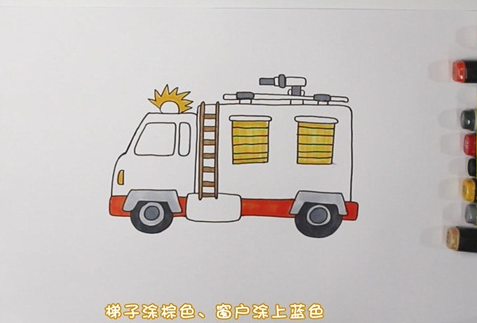 简单的消防车简笔画图片怎么画
