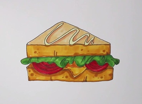 简单三明治简笔画图片怎么画