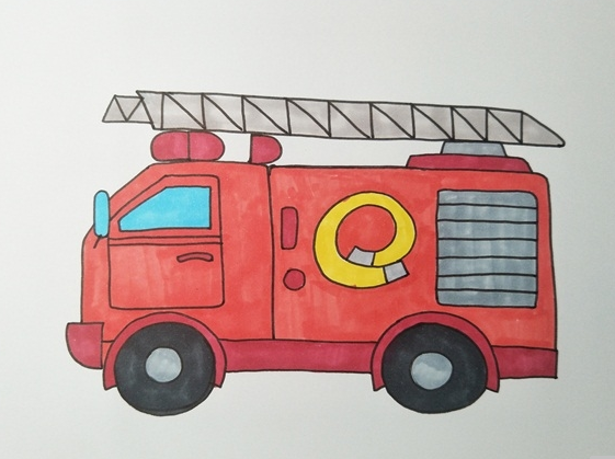 消防车简笔画图片怎么画